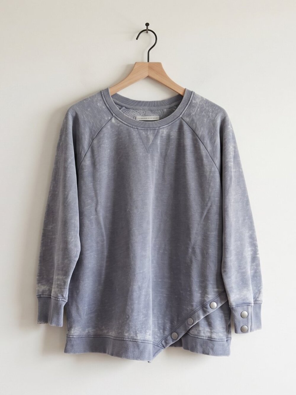 The Sweatshirt Project Gray Burnout Wash Snap Cuff Sweatshirt Plus 2X